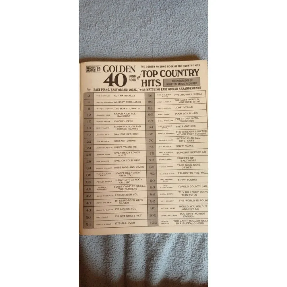 Golden 40 Song Book of Top Country Hits 1966 Piano Organ Guitar Vocal